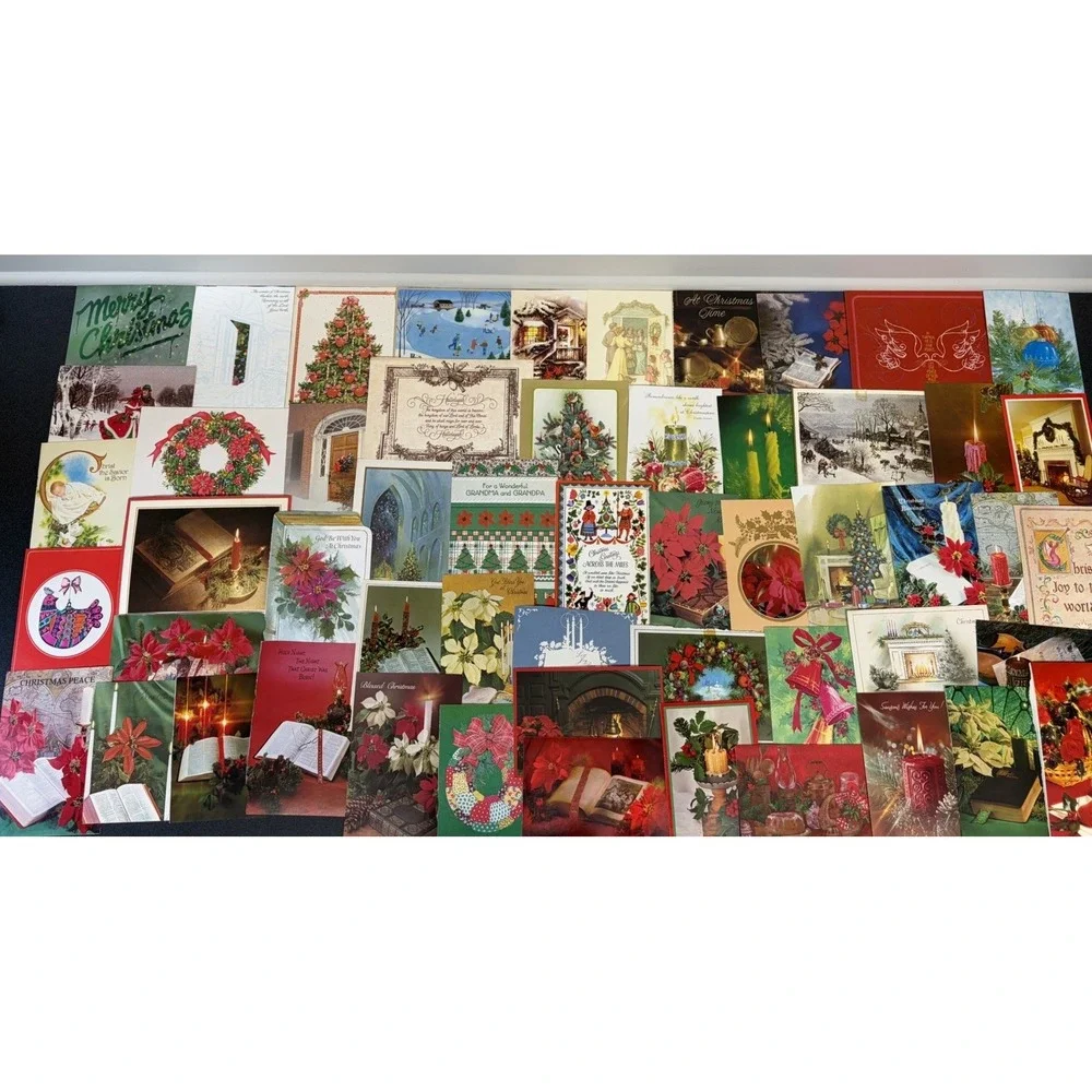 Vintage Christmas Cards Fronts ONLY Traditional Scrapbooking Decoupage Lot 50+